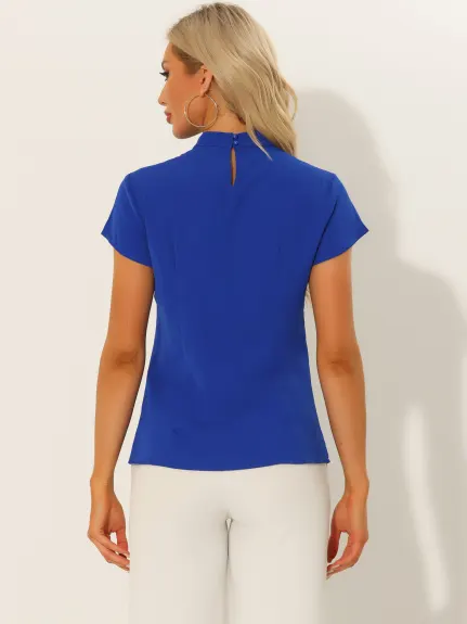 Allegra K - Mock Neck Pleated Top