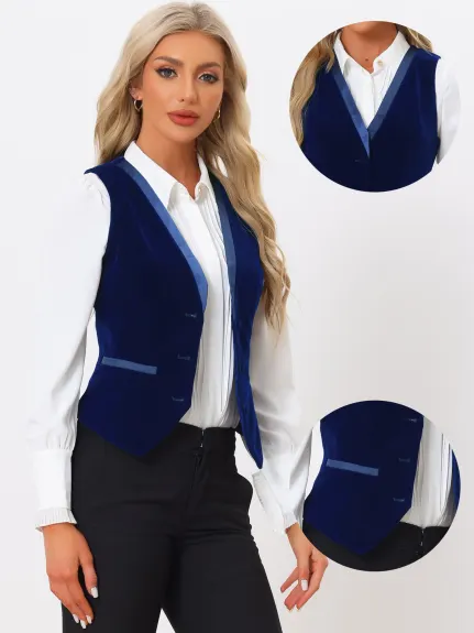 Allegra K- Velvet Waistcoat Racerback Vest