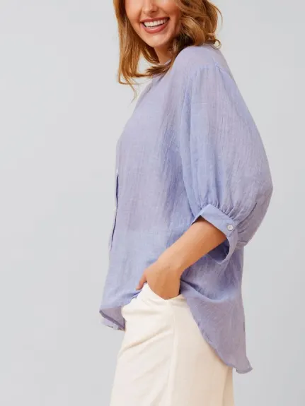 Annick - Roxanne Oversized Semi-Sheer Shirt Blouse Solid