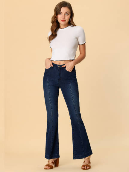 Allegra K - High Waist Stretchy Skinny Flare Jeans