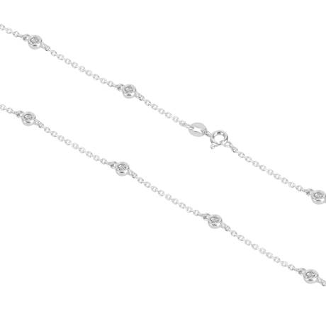 Club Rochelier 925 Sterling Silver Long Necklace with Cubic Zirconia