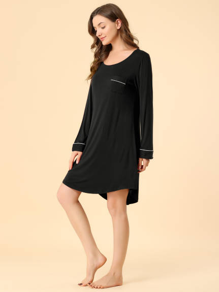 Allegra K- Round Neck Long Sleeve Sleepwear