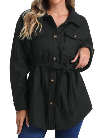 Allegra K - Winter Button Down Midi Peacoat