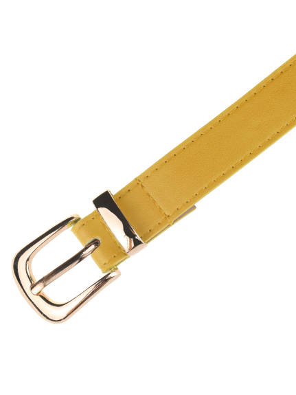 Allegra K- Faux Leather Gold Buckle Waist Belt