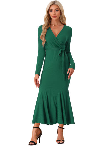 Allegra K - Bodycon Maxi Fishtail Knit Dress