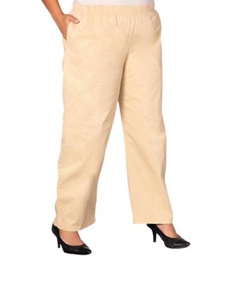 On The Plus Side - Wide Leg Stretch Twill Pants - Plus