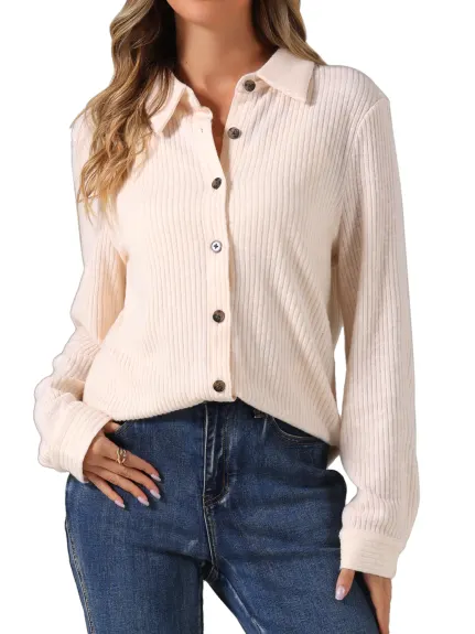 Allegra K - Long Sleeve Spring Fall Casual Shirt