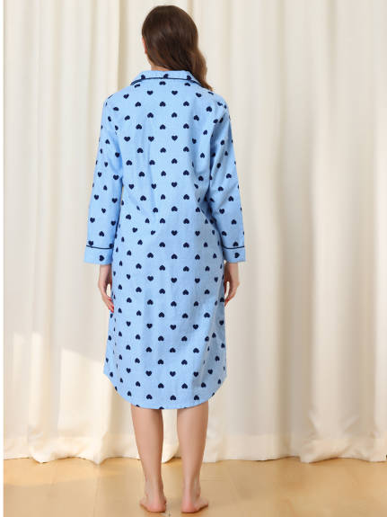 cheibear - Plaid/Heart Printed Lounge Sleepshirt