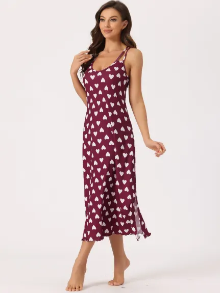 cheibear - Racer Back Full Slip Camisole Long Nightgown