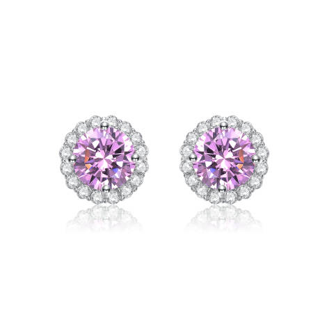 Rachel Glauber Elegant Round Stud Earrings with Colored Cubic Zirconia