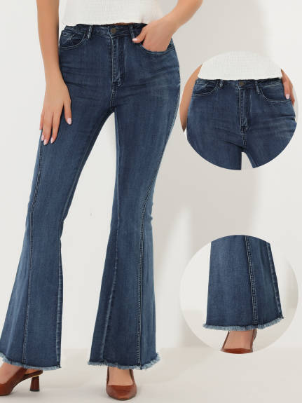 Allegra K - High Waist Stretch Classic Bell Jeans