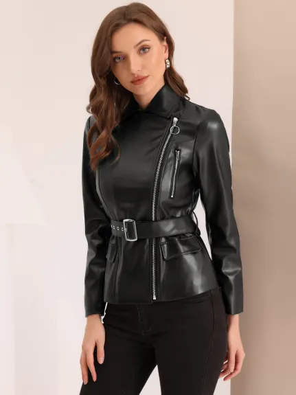 Allegra K- Faux Leather PU Biker Jackets