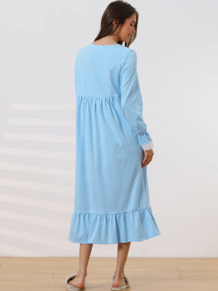 cheibear - Victorian Ruffle Nightgown with Pockets