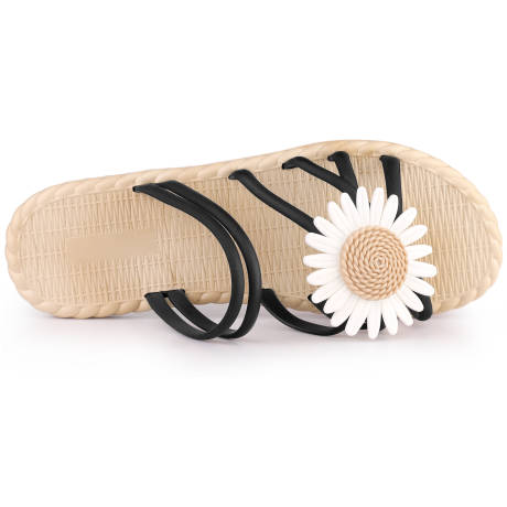 Allegra K - Sunflower Strappy Flat Espadrille Slides Sandals