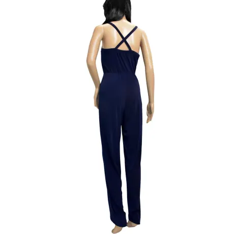 bebe - Women Ruffle Trim V-Neck Sleeveless Jumpsuit