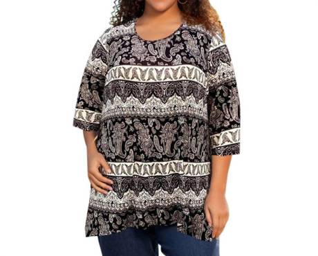 On The Plus Side - Printed Matsin Tunic - Plus