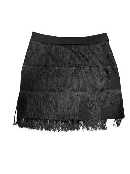 Allegra K - Fringe Trim High Waist Belted Mini Skirt