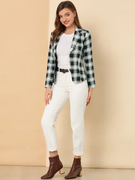 Allegra K- Open Front Notch Lapel Printed Blazer Jacket