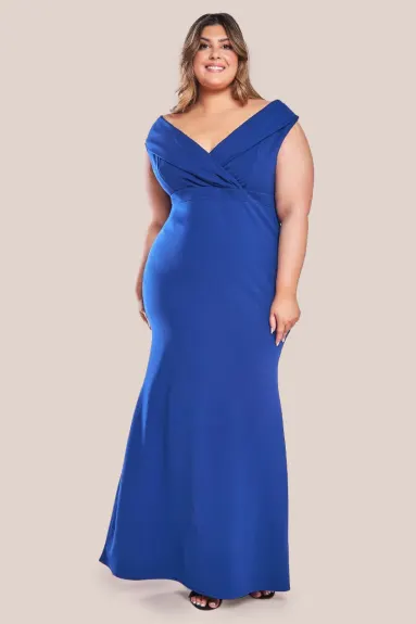 Goddiva - Front Wrap Off The Shoulder Maxi Dress - Plus size