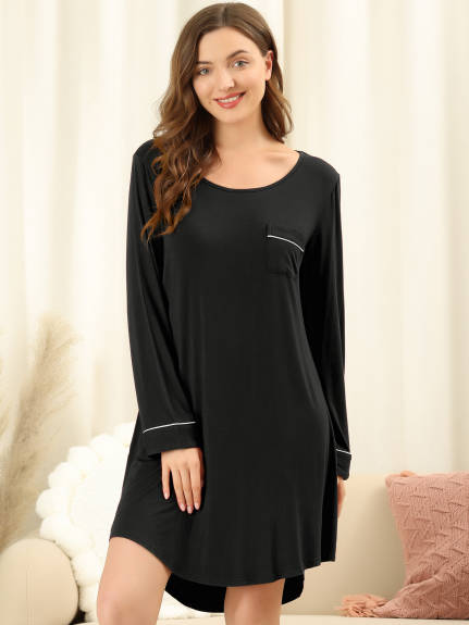 Allegra K- Round Neck Long Sleeve Sleepwear