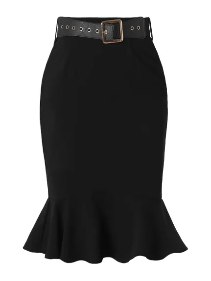 Allegra K- High Waisted Fishtail Mermaid Pencil Skirt