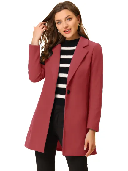 Allegra K- Classic Notched Lapel Long Overcoat