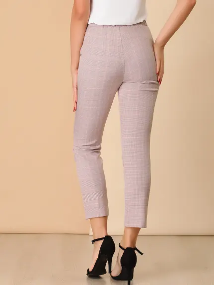 Allegra K- Pantalon taille haute élastique au dos longueur cheville