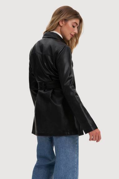 Noize - Jutta Mid Length Vegan Leather Coat