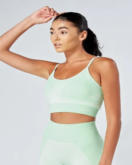 Twill Active - Recycled Colour Block Body Fit Seamless Sports Bra - Green