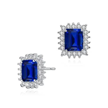 Rachel Glauber Square Stud Earrings with Colored Cubic Zirconia