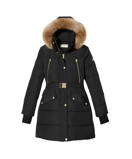 MICHAEL KORS Manteau bouffant 3/4 en fausse fourrure avec ceinture