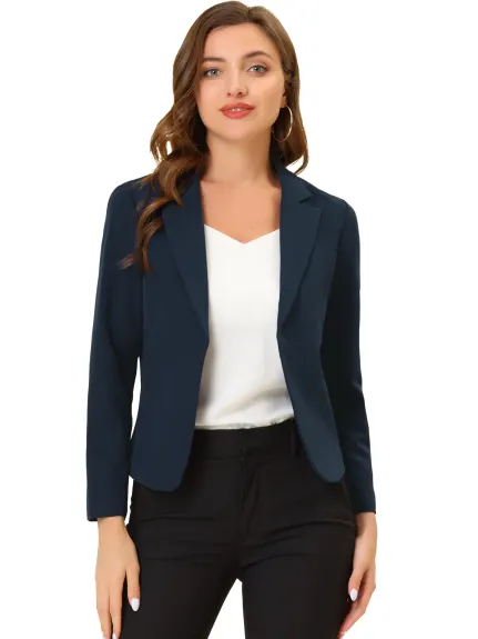 Allegra K- Open Front Casual Crop Suit Blazer Jacket