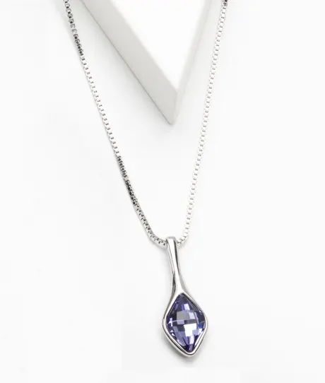 Collier avec pendentif en cristal marquise plaqué rhodium dans les tons d'erinite - callura