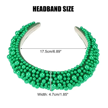 Unique Bargains - Faux Pearls Wide Padded Headband