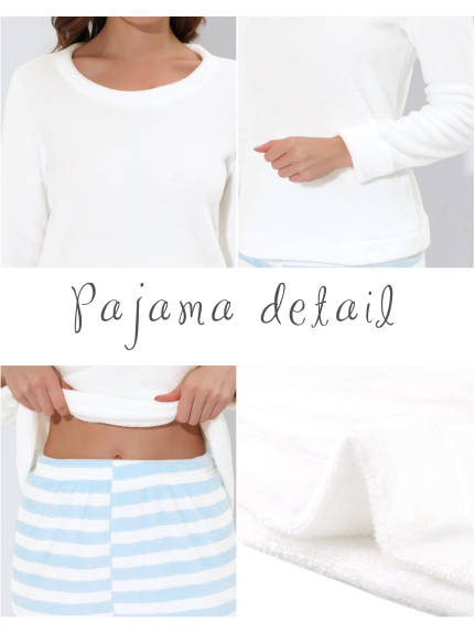 cheibear - Long Sleeve Winter Warm Flannel Pajama Set