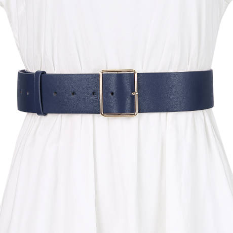 Allegra K- PU Leather Metal Pin Buckle Wide Belt