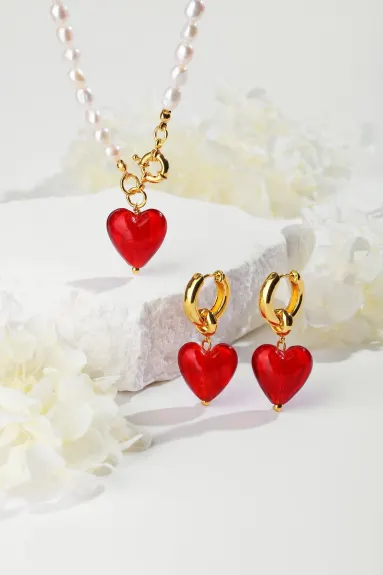 Classicharms-Esmée Glaze Heart Dangle Earrings