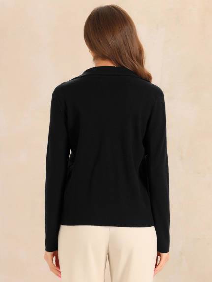 Allegra K - Button Front Sweater Blazer Jacket