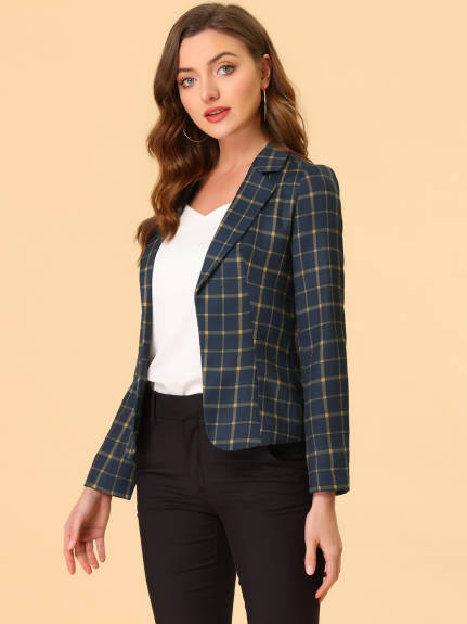 Allegra K- Open Front Notch Lapel Printed Blazer Jacket