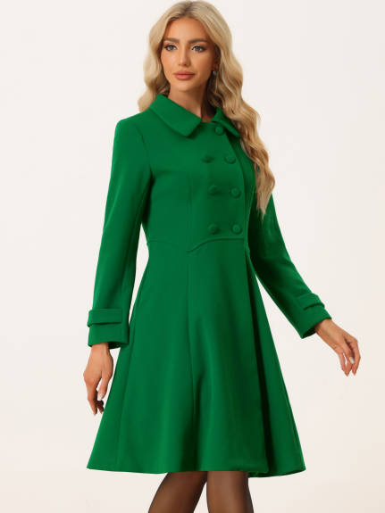 Allegra K - Elegant Lapel Collar Swing Overcoat