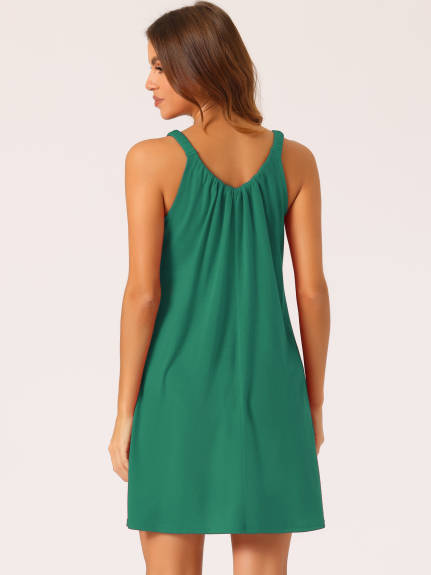 Cheibear - Sleeveless Wide Strap Short Nightgown