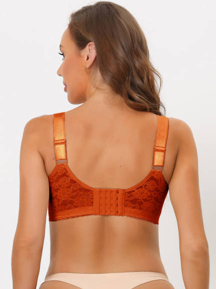 Allegra K - U Back Wireless Lace Bras Pack, Orange Brown