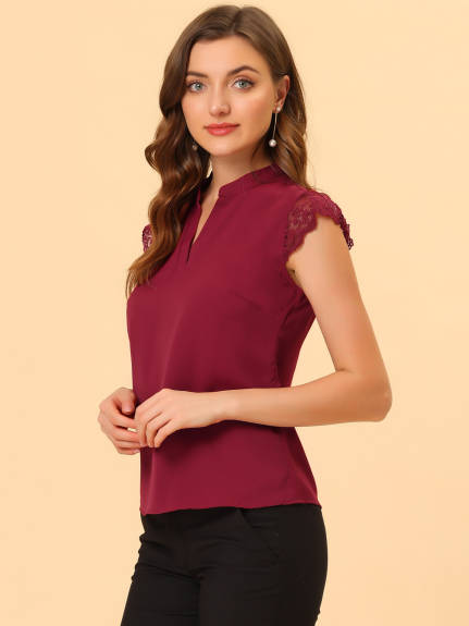 Allegra K- V Neck Sleeveless Blouse