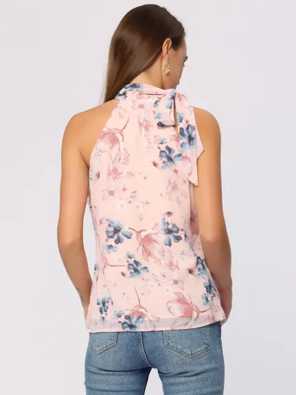 Allegra K- Halter Necks Floral Cami Top