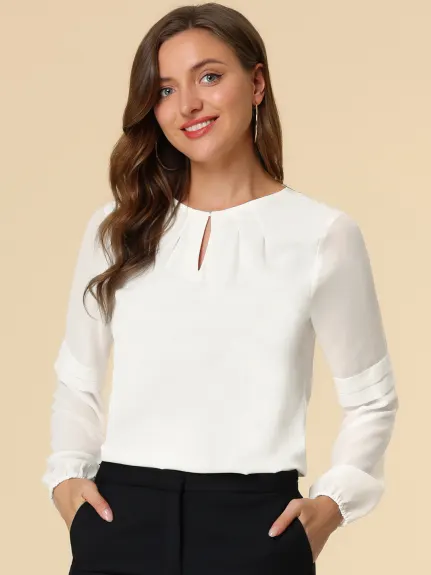 Allegra K- Long Sleeve Work Blouse Pack, White Combo 2