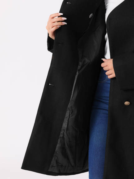 Allegra K - Stand Collar Belted Winter Coat