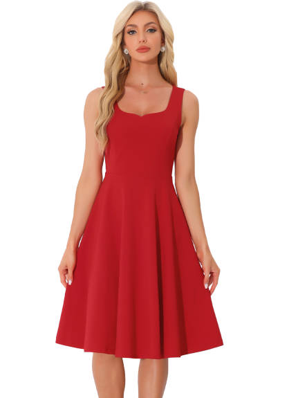 Allegra K - Sweetheart Neck Sleeveless A-line Dress