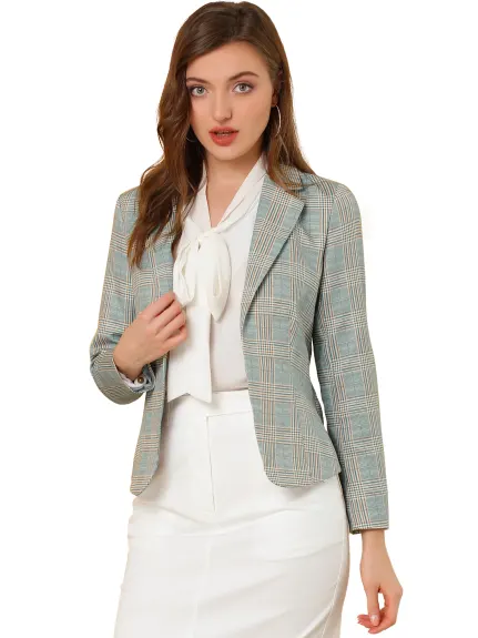 Allegra K- Open Front Notch Lapel Printed Blazer Jacket