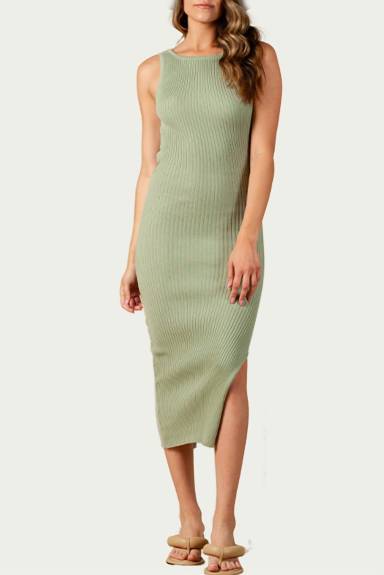 LUCCA - Amaryllis Open-Back Ribbed Knit Midi Dress