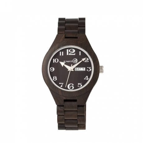 Earth Wood - Montre bracelet en aubier avec date - Rouge